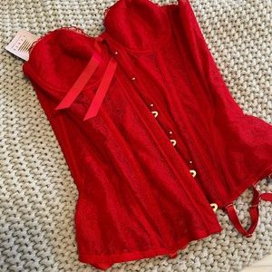Red savage fenty lingerie corset top
